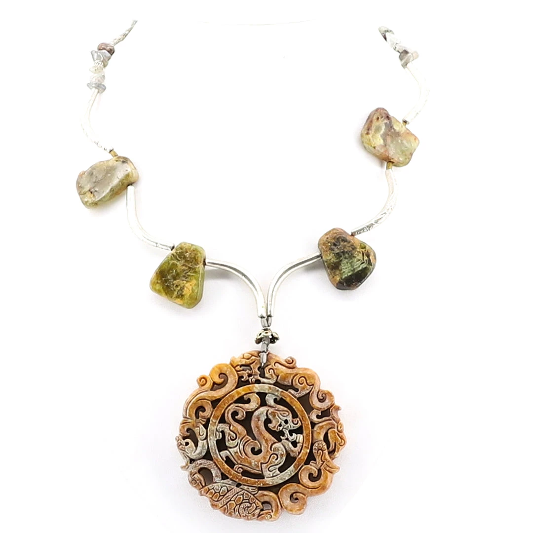 Jade & Mustard Necklace - Elfy - ELF3 1 Jade & Mustard Necklace - Elfy - ELF3