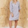 Ping Pong Stripe Linen Lace Up Dress | Mocha | PP6 Clothing