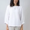 Naturals By O & J Round Neck Linen Top - White - OJ4