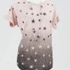 Gabby Isabella Tops Ombre Star Top - Pink & Black