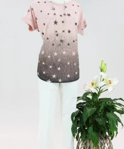 Gabby Isabella Tops Ombre Star Top - Pink & Black