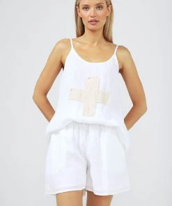 The Shanty Corporation Capri Linen Shorts - White - TS2 Clothing