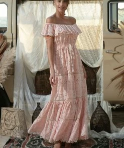 Miss June Wisteria Dress - Peach - M19 Dresses