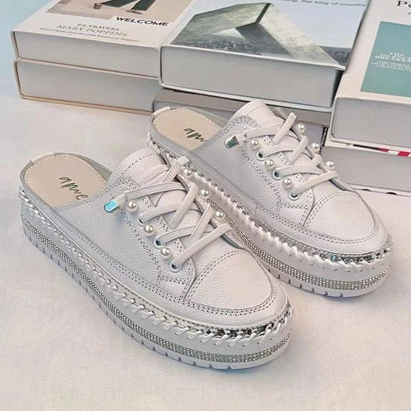 Ameise Pearl Lace Up Slide | White | AM4 Shoes 1 Ameise Pearl Lace Up Slide | White | AM4 Shoes