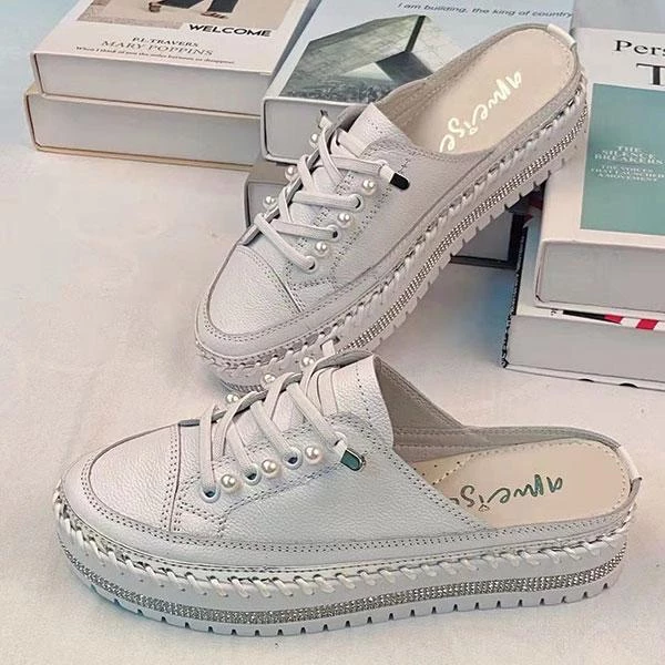 Ameise Pearl Lace Up Slide | White | AM4 Shoes 2 Ameise Pearl Lace Up Slide | White | AM4 Shoes