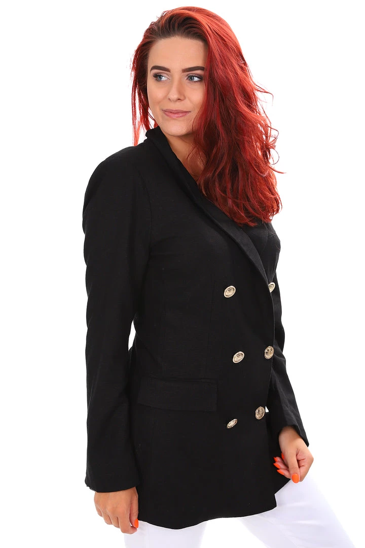 Ping Pong Double Breasted Linen Blazer | Black | PP23 3 Ping Pong Double Breasted Linen Blazer | Black | PP23