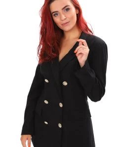 Ping Pong Double Breasted Linen Blazer | Black | PP23