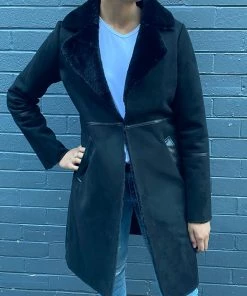 Sabena Edge To Edge Sherpa Coat - Black Clothing