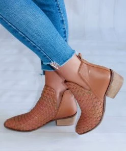 Human Shoes Jaxs Leather Woven Boots | Tan Multi | HS18