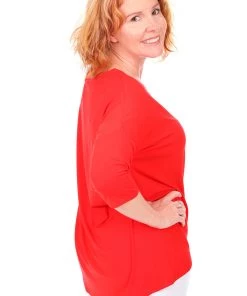 Relaxed High Low Bamboo Top| Red