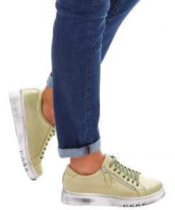 Rilassare Tatter Leather Sneaker | Khaki