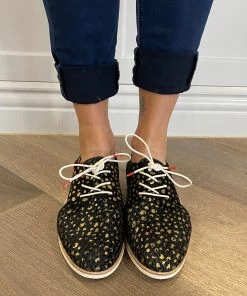 Rollie Shoes Slingback Punch Shoe | Gold Leopard