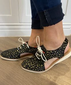 Rollie Shoes Slingback Punch Shoe | Gold Leopard