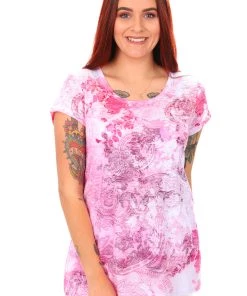 Zen Garden Round Neck Paisley Top | Pink | S