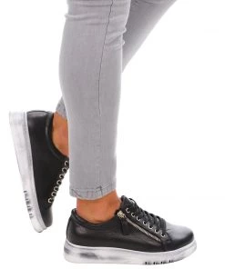 Rilassare Tatter Leather Sneaker | Black | RS3