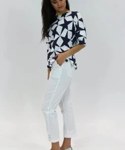 Foil Ring Cycle Eyelet Pants | White