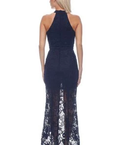 Romance Celestina Halter Maxi Dress - Navy-ROM24