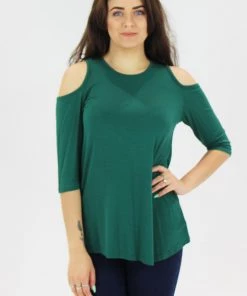 Freez Rosie Cold Shoulder Top - Emerald