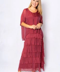 The Italian Closet Rowena Dress | Port Wine | Tic2 Clothing