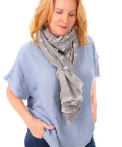 Spice Up Flake Detail Scarf - Soft Grey Scarves/Wraps