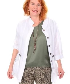 See Saw Linen 3/4 Drawstring Jacket - White 9 See Saw Linen 3/4 Drawstring Jacket - White