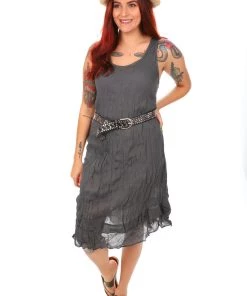 Namastai Sleeveless Cotton Dress | Charcoal | N5s Resort Wear