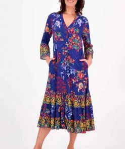 Lula Soul Delaney Buttoned Dress | Blue | LS44 Resort Wear