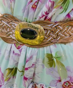 Miss June Wide Rope Woven Belt - Gold - M85