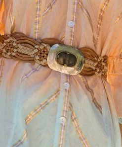 Miss June Tan Taupe Woven Belt | Silver | M84