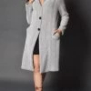 Frank Lyman Long Knit Button Coat | Black/ White | FL46