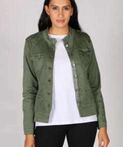 Threadz Military Denim Jacket | Khaki | TZ22