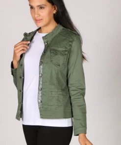 Threadz Military Denim Jacket | Khaki | TZ22