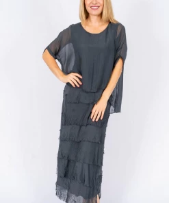 The Italian Closet Rowena Dress | Charcoal | Tic2