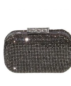 Miss Anne Handbags Black Diamante Clutch