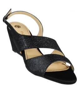 Clarice Shoes Party Glitter Black Wedge