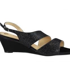 Clarice Shoes Party Glitter Black Wedge