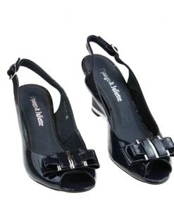 Django & Juliette Shoes Evette Patent Leather Wedge - Navy