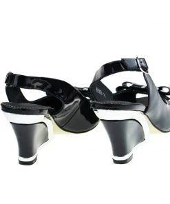 Django & Juliette Shoes Evette Patent Leather Wedge - Navy