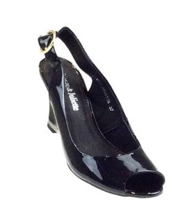 Django & Juliette Exclamation Patent Leather Wedge - Black Shoes