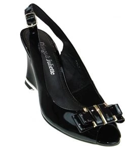 Django & Juliette Evette Black Patent Leather Wedge