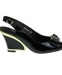 Django & Juliette Evette Black Patent Leather Wedge
