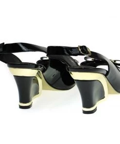 Django & Juliette Evette Black Patent Leather Wedge