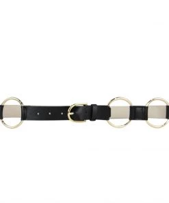 Peter Lang Gold Ring + Black Leather Belt Belts