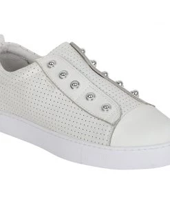 Hinako Stud Perforated Sneaker | Cream Shoes