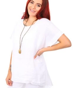 The Italian Cartel Gina Linen Top | White | IC7