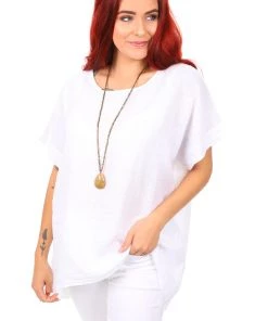 The Italian Cartel Gina Linen Top | White | IC7