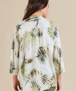 Threadz Palm Print Shirt | Off White | TZ31