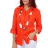 Corsican Tab Sleeve Linen Shirt - Orange