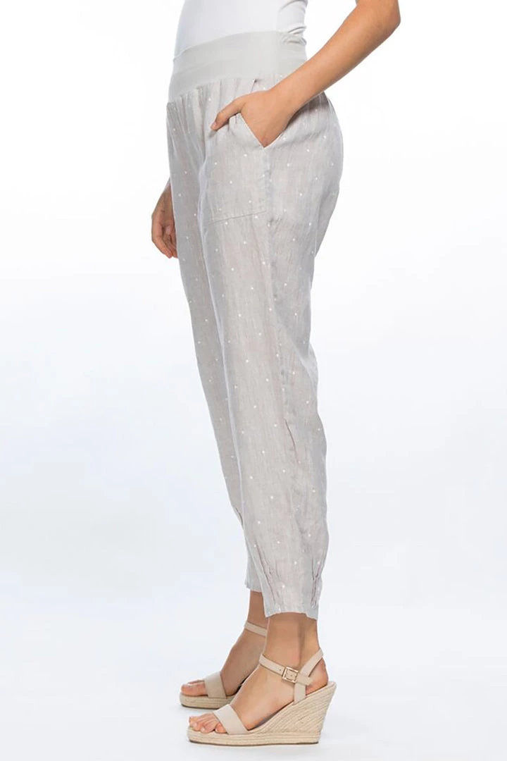 Gordon Smith Jersey Waist Pull On Spot Linen Pants 4 Gordon Smith Jersey Waist Pull On Spot Linen Pants