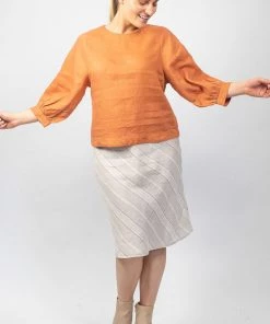 Naturals By O & J Clothing Round Neck Linen Top - Copper - OJ4